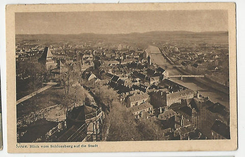 AK Graz. Blick vom Schlossberg auf die Stadt. (1918-19)