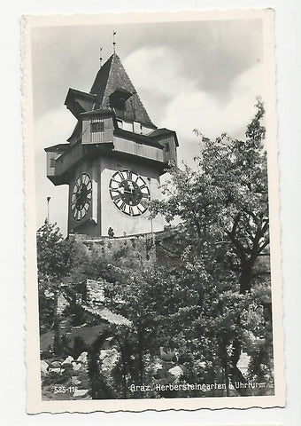 AK Graz. Herbersteingarten u. Uhrturm. (1954-55)