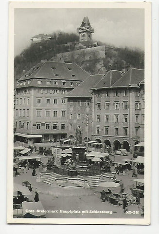 AK Graz. Hauptplatz mit Schloßberg. (1949-50)