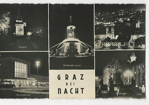 AK Graz bei Nacht.