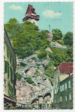 AK Graz, Schlossbergsteig mit Uhrturm.