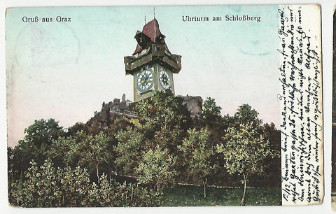 AK Gruß aus Graz. Uhrturm am Schloßberg.