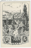 AK Graz vom Schloßberg. Nach dem Original von Maria Viktoria Attems.