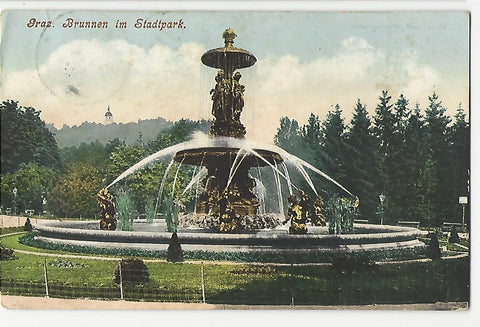 AK Graz. Brunnen im Stadtpark.