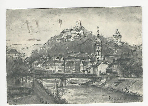 AK Schloßberg von der Radetzkybrücke.