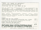 Werbe-Karte Graz Forum Stadtpark. 2002.