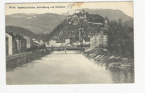 AK Graz. Radetzkybrücke, Schloßberg und Schöckel (1912-13)