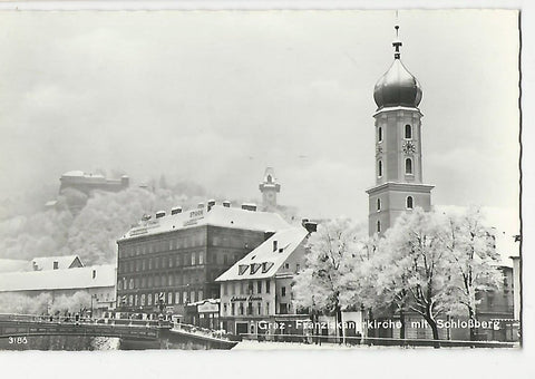 AK Graz - Franziskanerkirche mit Schloßberg.