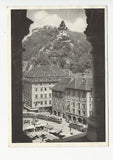 AK Graz. Blick vom Balkon des Rathauses auf Hauptplatz und Schloßberg.