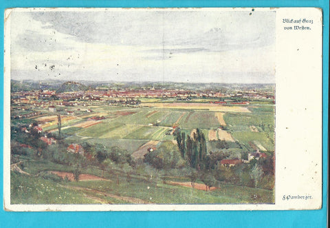 AK Blick auf Graz vom Westen.