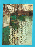 Karte Egon Schiele Segelschiffe in wellenbewegtem Wasser. Neue Galerie Graz.
