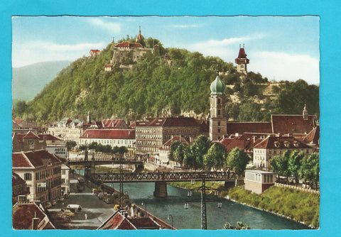 AK Graz - Mur und Schloßberg.