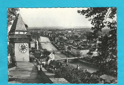 AK Graz. Blick v. Schlossberg.