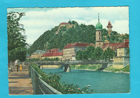 AK Graz, Mur und Schlossberg. (1960)