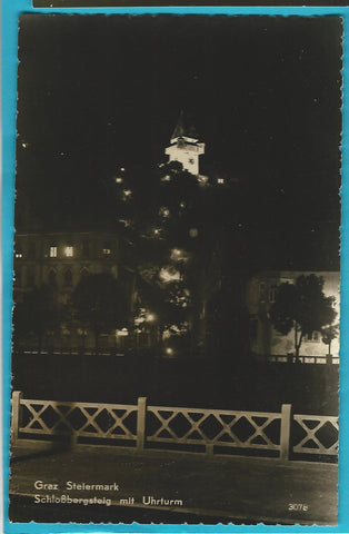 AK Graz. Schloßbergsteig mit Uhrturm.
