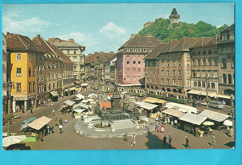 AK Graz. Hauptplatz mit Schlossberg.
