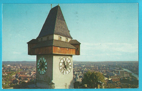 AK Graz. Uhrturm - Blick auf die Stadt.