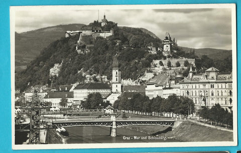 AK Graz - Mur und Schlossberg.