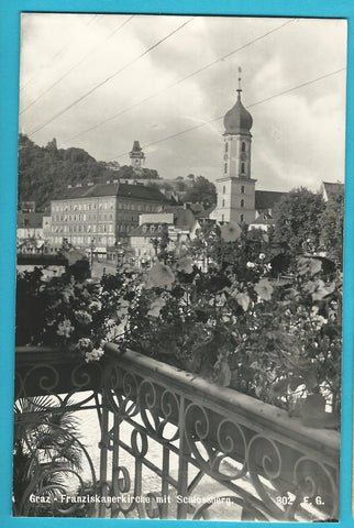 AK Graz. Franziskanerkirche mit Schlossberg.