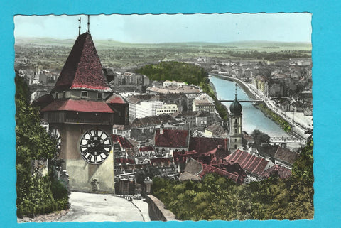 AK Graz, Uhrturm gegen Süden.