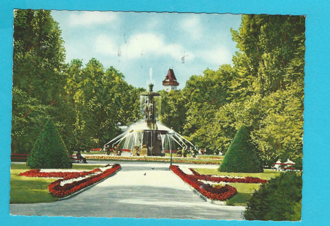 AK Graz. Stadtparkbrunnen mit Uhrturm.