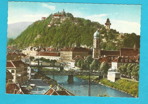 AK Graz. Mur und Schloßberg.