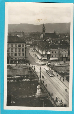 AK Graz. Hauptbrücke mit Kunsthaus. (1942)