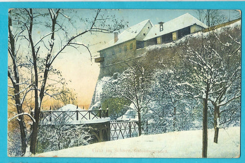 AK Graz im Schnee. Schlossbergcastell. (1909-10)