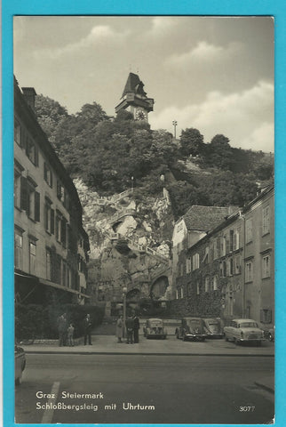 AK Graz. Schloßbergsteig mit Uhrturm.