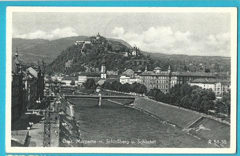 AK Graz, Murpartie m. Schloßberg u. Schöckel.