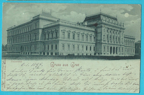AK Gruss aus Graz. Universität. Mondscheinkarte.