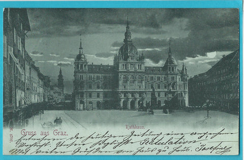 AK Gruss aus Graz. Rathaus. Mondscheinkarte.