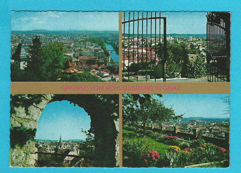 AK Grüsse vom Schlossberg in Graz.