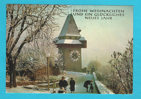 AK Graz. Uhrturm. Frohe Weihnachten.