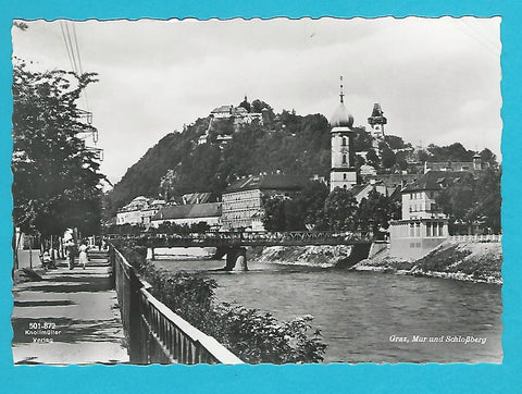 AK Graz, Mur und Schloßberg.