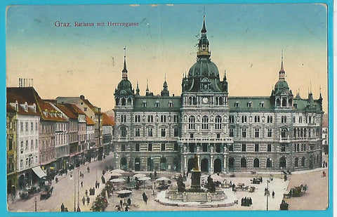AK Graz. Rathaus mit Herrengasse. (1914)