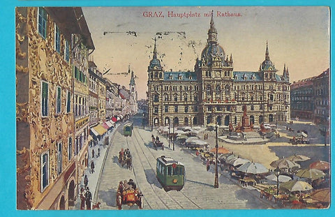 AK Graz, Hauptplatz mit Rathaus. (1925)