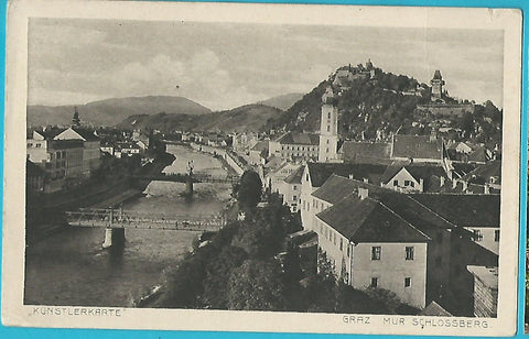 AK Graz Mur Schlossberg. (1917)