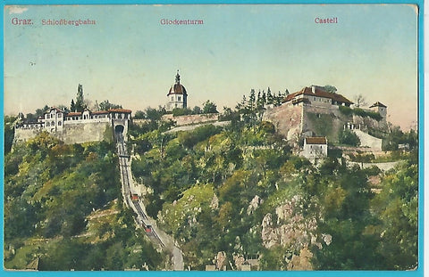 AK Graz Schloßbergbahn. Glockenturm. Castell. (1911-12)
