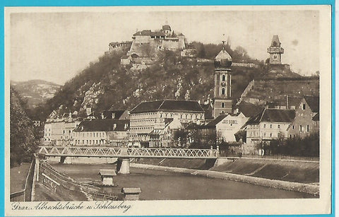 AK Graz. Albrechtsbrücke u. Schlossberg. (1921-22)