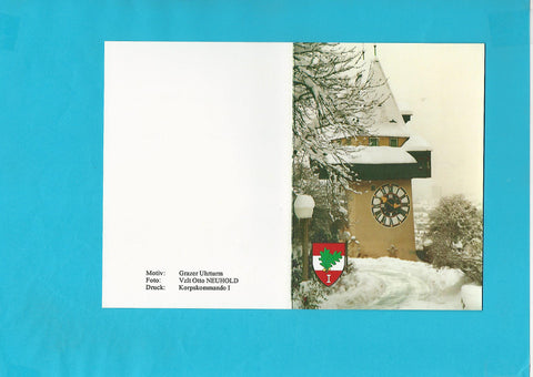 Billett Graz Uhrturm. Foto: Vzlt Otto Neuhold. Druck: Korpskommando I.