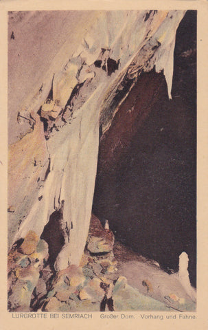 AK Lurgrotte bei Semriach. Großer Dom. Vorgang und Fahne. (1919)