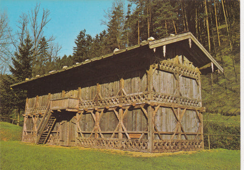 AK Stübing. Österreichisches Freilichtmuseum. Bundwerkstadel aus Tarsdorf, Oberösterreich.