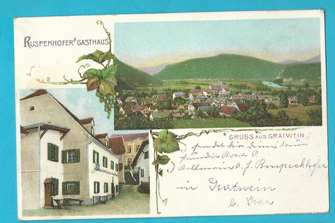 AK Gruss aus Gratwein. Ruspekhofers Gasthaus.