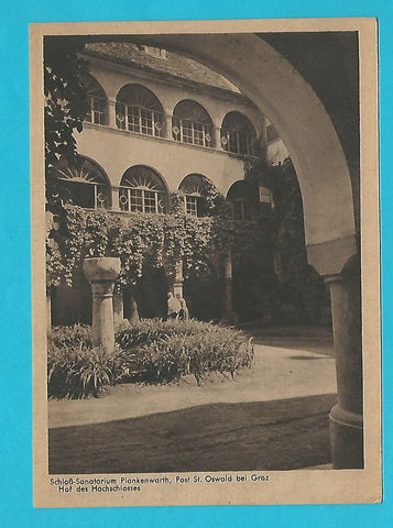 AK Schloß-Sanatorium Plankenwarth, St. Oswald bei Graz. Hof des Hochschlosses.
