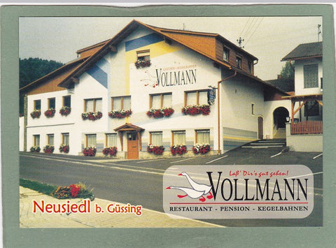 AK Neusiedl b. Güssing 28. Vollmann. Restaurant Pension Kegelbahnen.