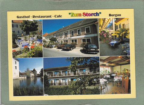 AK Burgau. Gasthof Restaurant Cafe Zum Storch. Familie Janits. Herrengasse 17.