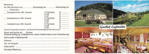 Doppel-AK Schäffern. Gasthaus Pension Laglmühle. Franz Doppler Elsenau 43.