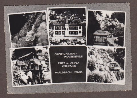 AK Waldbach. Alpengarten-Wasserspiele. Fritz u. Anna Wiedner.