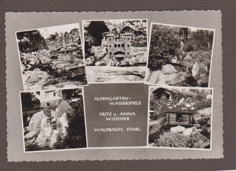 AK Waldbach. Alpengarten-Wasserspiele. Fritz u. Anna Wiedner.